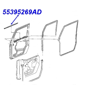 Preview: JK Abstreifer Schachtleiste Tür vorne links außen 07-18