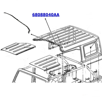 Preview: JK 4tür Dichtung Hardtop zu den vorderen Dächern 7-18