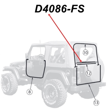 Preview: TJ Kunststoffhalter untere Heckscheibendichtung 96-06