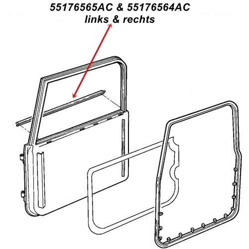 Jeep Wrangler TJ 2er Set Abstreifer Schachtleiste Dichtung T